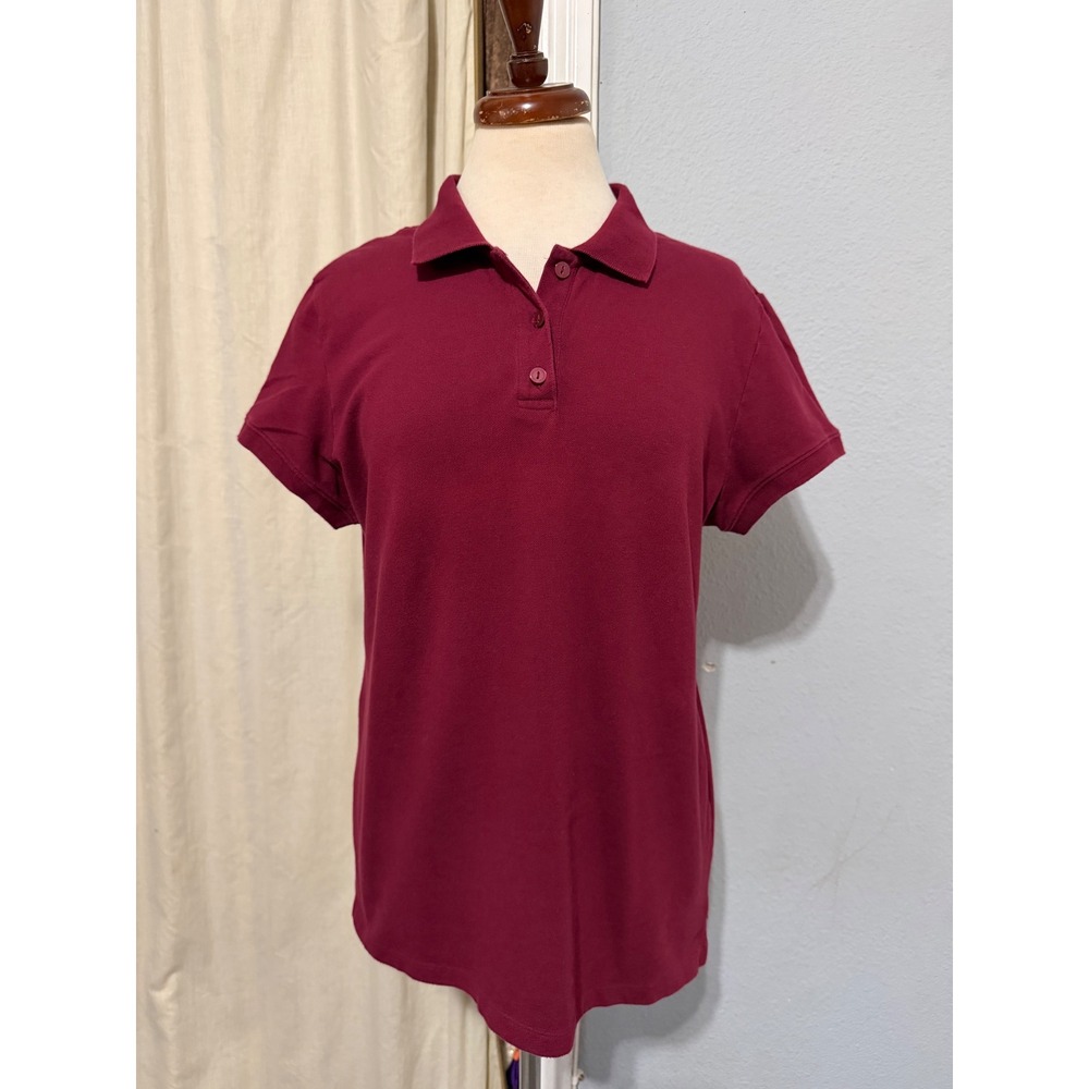 Aeropostale Womens Short Sleeve Polo Shirt XXL Burgundy Red Cotton Spandex Pique